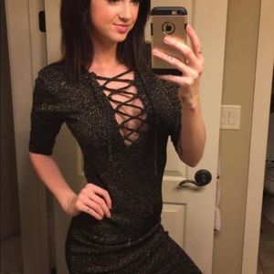 Bardot midi pencil dress long sleeve - medium